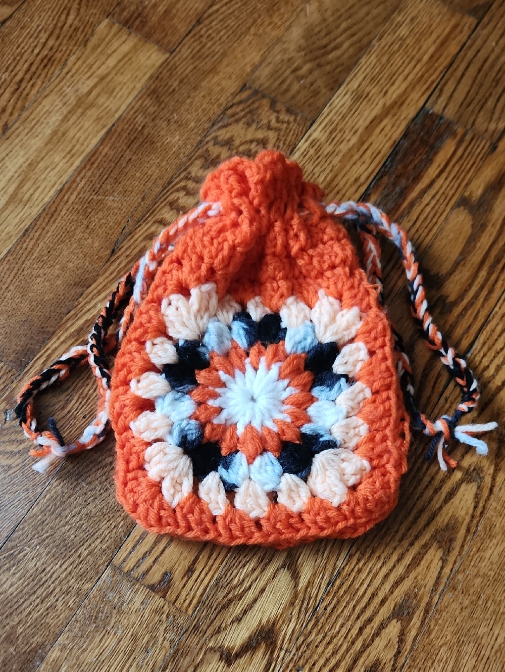 Orange Handmade Stash Bag Crochet